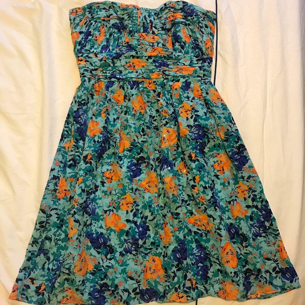 Shoshanna printed strapless dress